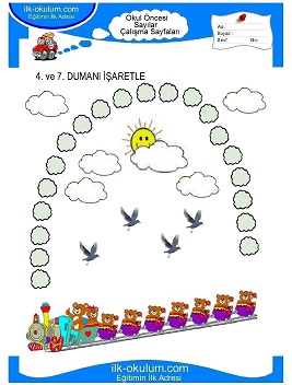 Çocuklar İçin Sayılar Çalışma Sayfaları 